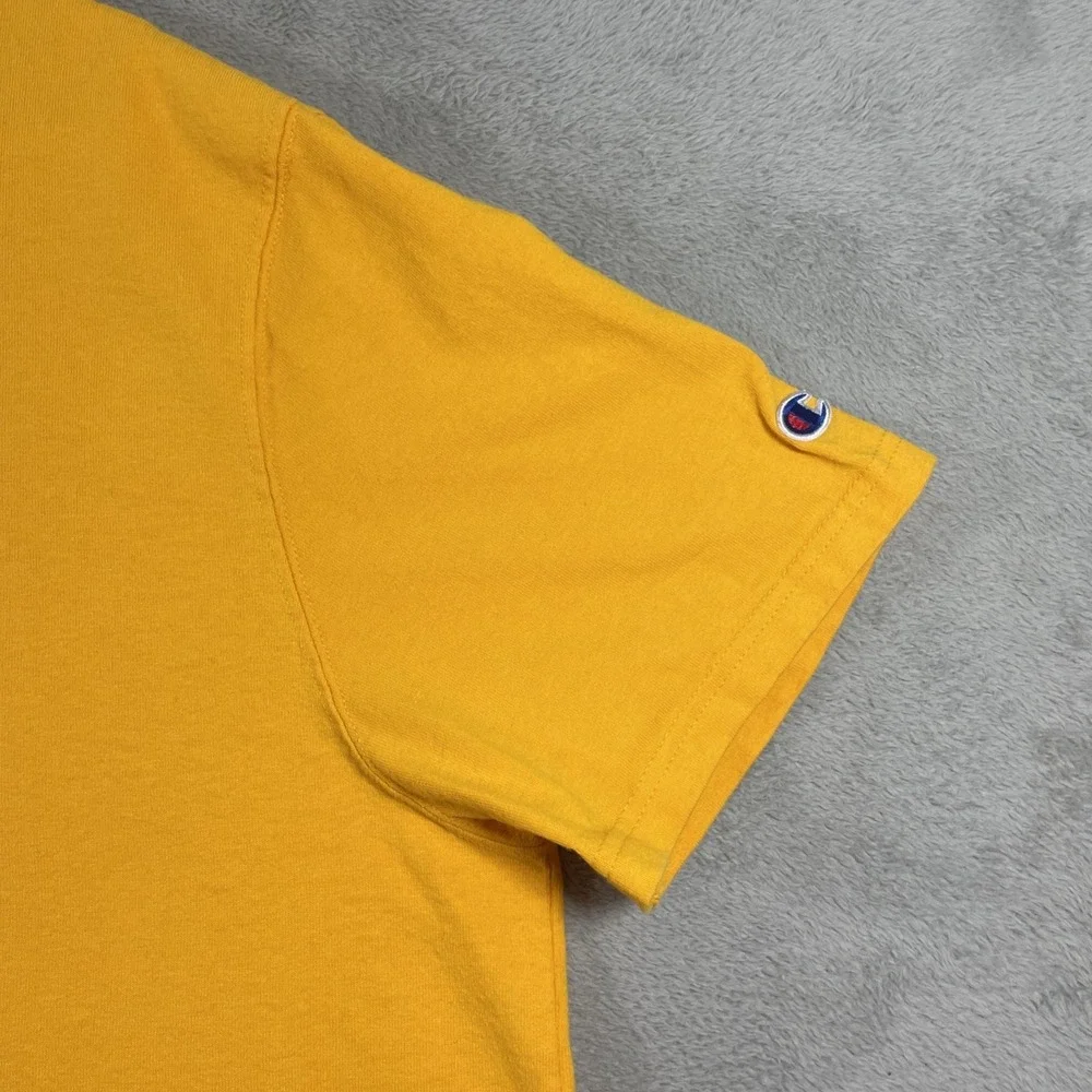 Champion Shirt Adult 2XL Yellow Spell Out Graphic Tee Short Sleeve READ - Picture 7 of 14